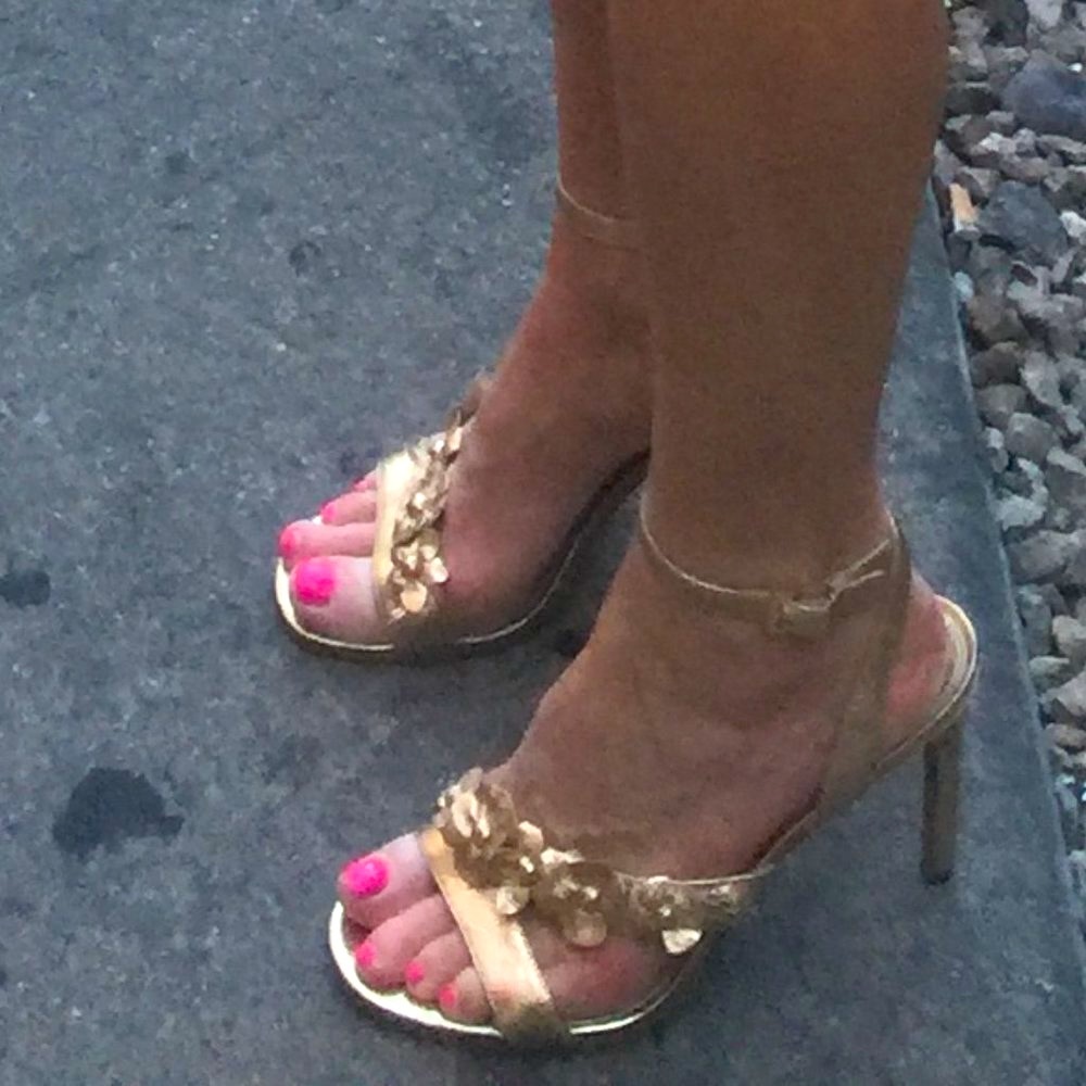 Michael Kors gold leaf heels